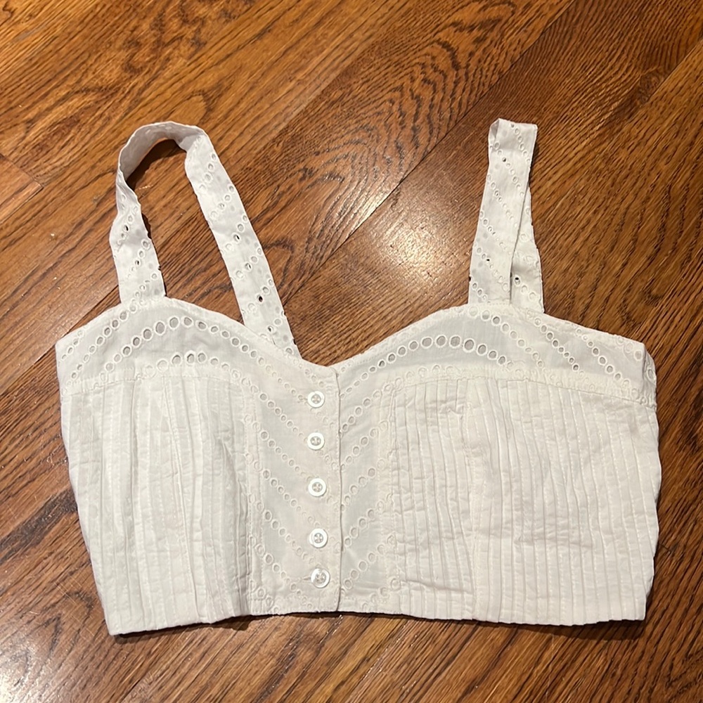Tularosa Kent White Eyelet Tank Crop Top